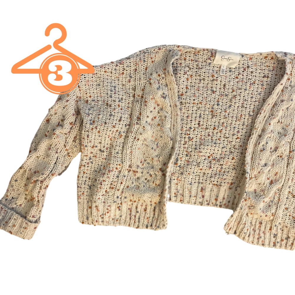 Jessica Simpson Knitted Sweater Cardigan, Size Large, Cropped